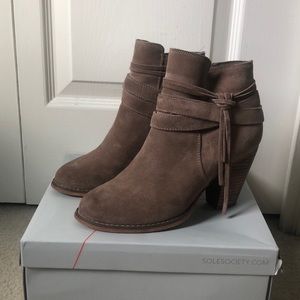 Sole Society Rumi Taupe Suede Bootie